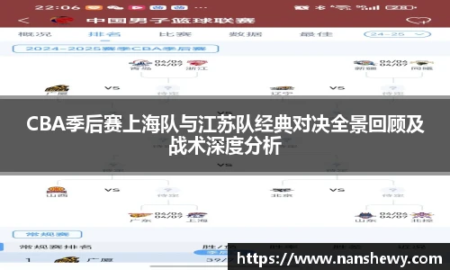 CBA季后赛上海队与江苏队经典对决全景回顾及战术深度分析